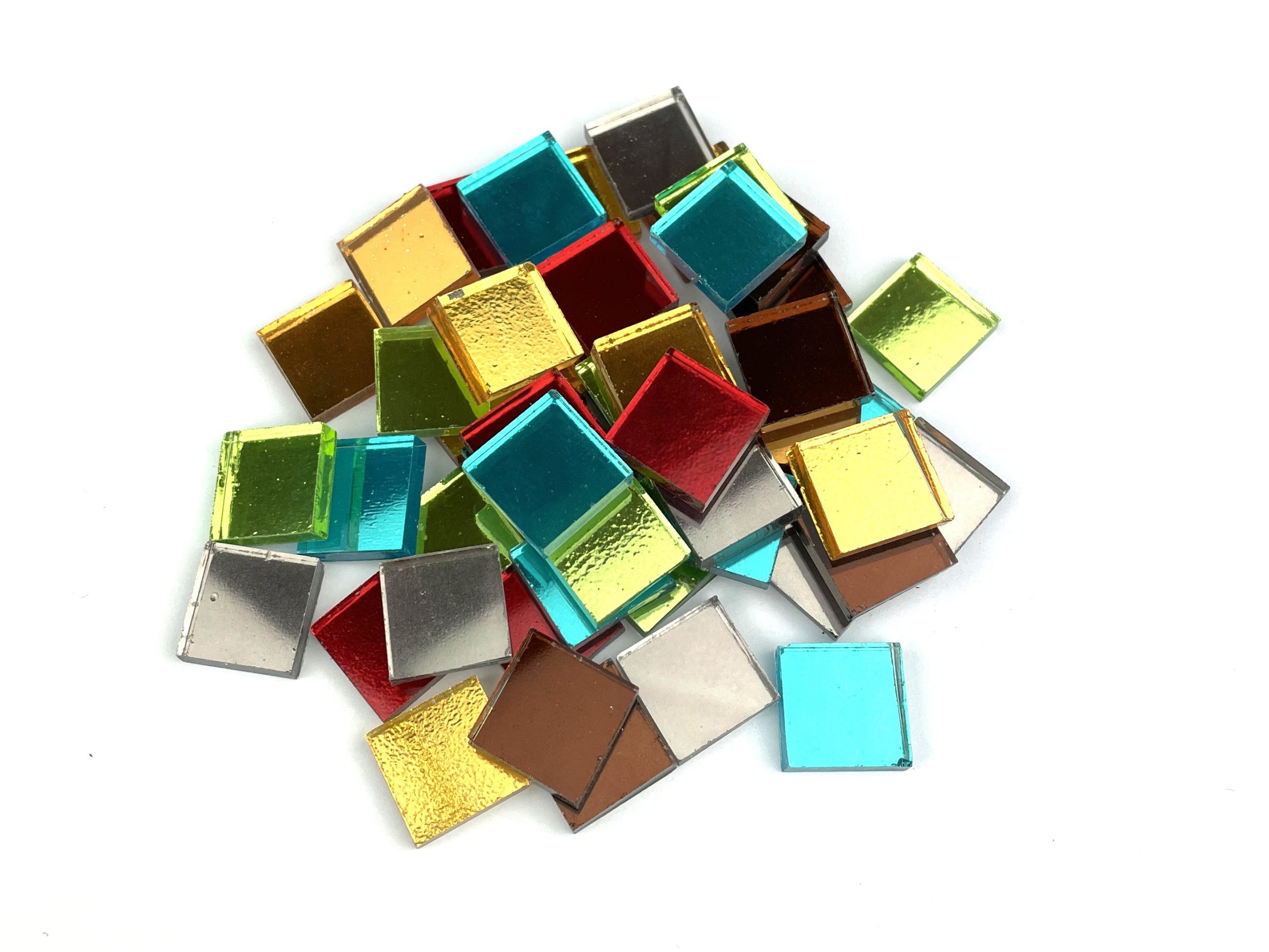 New Coloured Mirror Tiles (15mm x 15mm x 4mm). Mixed - Mosaic Heaven